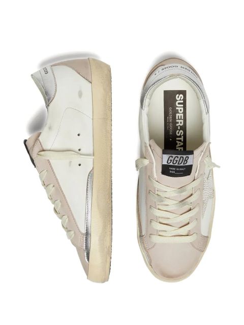 Golden Goose Super Star leather upper nebuk toe and spur suede star with crystal laminated heel - White