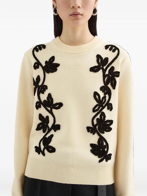Jil Sander embroidered wool sweater - Neutrals