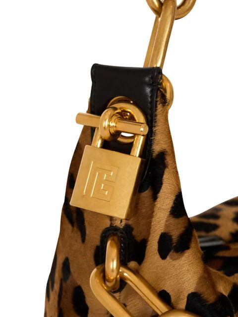 Balmain medium Sync leopard-prin shoulder bag - Brown