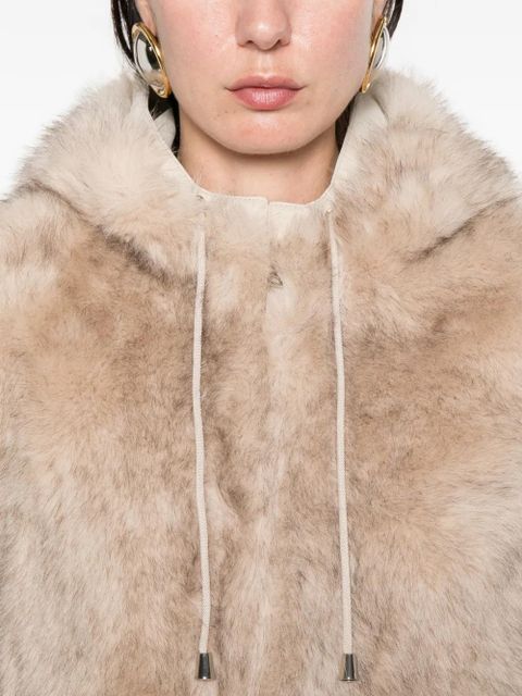 Maje faux fur hooded gilet - Neutrals