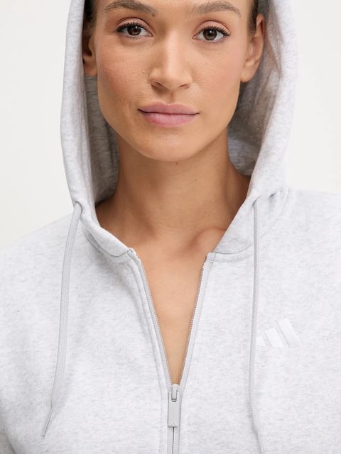 adidas bluza Essentials damska kolor szary z kapturem melanżowa IN6179