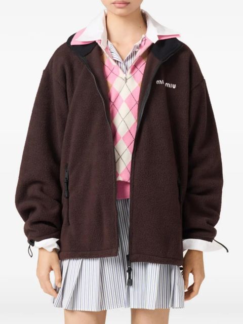 Miu Miu logo-embroidered jacket - Brown