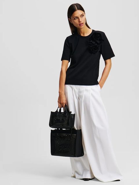 Karl Lagerfeld t-shirt bawełniany damski kolor czarny A2W17110