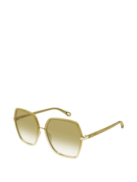 Chloé Eyewear geometric oval-frame sunglasses - Gold - zdjęcie produktu nr 2