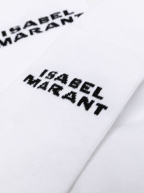 ISABEL MARANT Dawi intarsia-knit logo socks - White