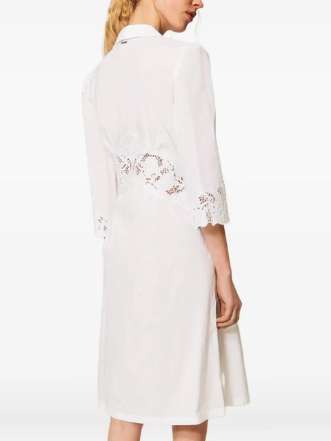 TWINSET lace-detail midi shirt dress - White