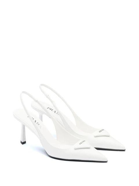 Prada 75mm leather slingback pumps - White - zdjęcie produktu nr 2