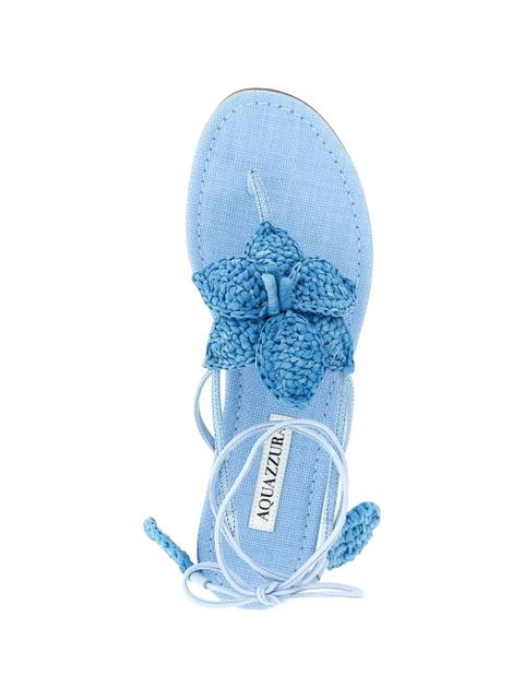 Aquazzura Calypso raffia-embellished sandals - Blue