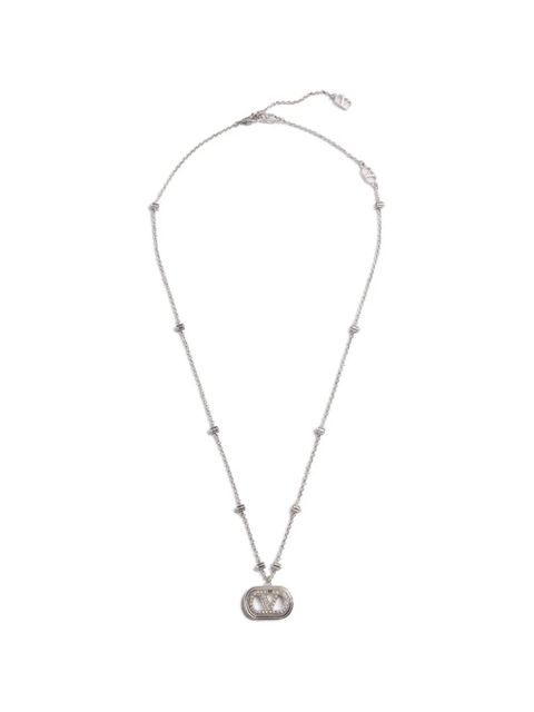 Valentino Garavani Vlogo Signature metal necklace with pearls and Swarovski® crystals - Silver - zdjęcie produktu nr 2