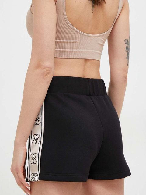 Guess szorty BRITNEY damskie kolor czarny z aplikacją medium waist V3GD13 KB3P2