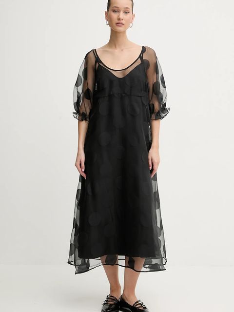 Stine Goya sukienka kolor czarny midi rozkloszowana SG-PS26-D129-2460 - zdjęcie produktu nr 1