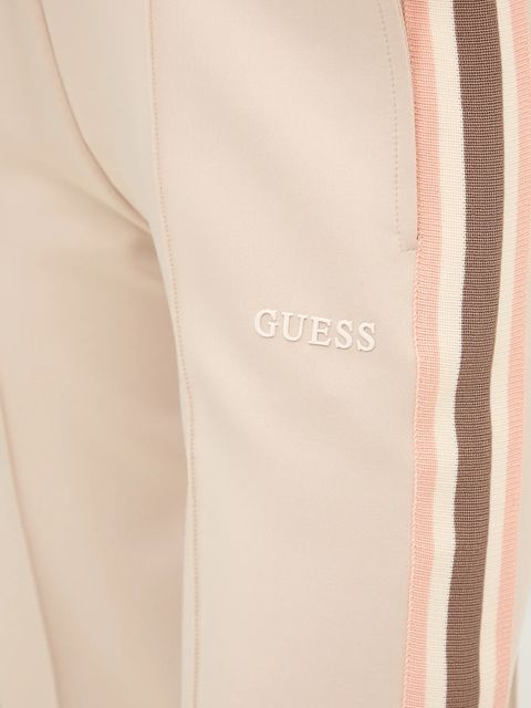 Guess spodnie dresowe YARROW damskie kolor beżowy z nadrukiem V5GB12 KCRU2