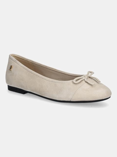 Tommy Hilfiger baleriny zamszowe TOE CAP SUEDE BALLERINA kolor beżowy FW0FW08909 - zdjęcie produktu nr 1
