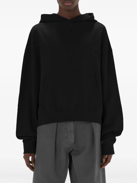 JW Anderson logo-embroidered organic cotton hoodie - Black