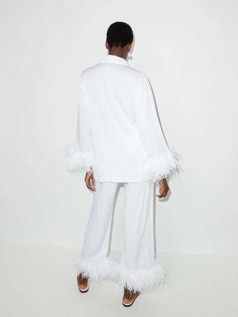 Sleeper feather-trim two-piece pyjama - White