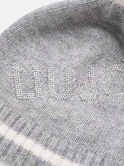 Liu Jo czapka z domieszką wełny kolor szary z cienkiej dzianiny TF4295 MS55L