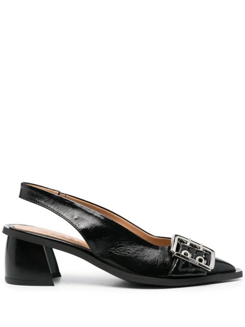 GANNI 50mm eyelet-detail slingback pumps - Black - zdjęcie produktu nr 1