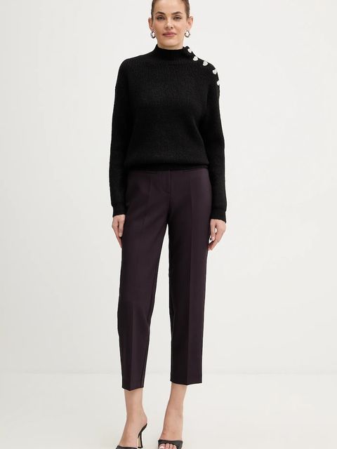 Morgan sweter z domieszką wełny MSTORI damski kolor czarny z półgolfem MSTORI