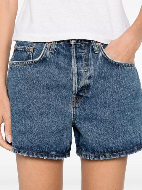 RE/DONE logo-patch denim shorts - Blue