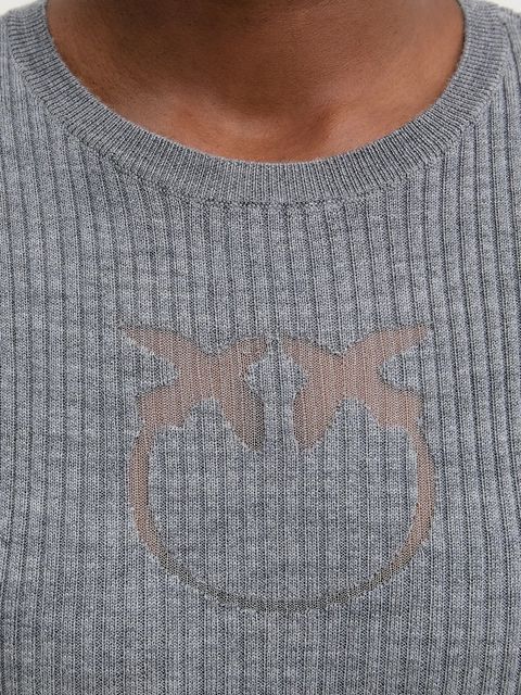 Pinko sweter wełniany damski kolor szary lekki