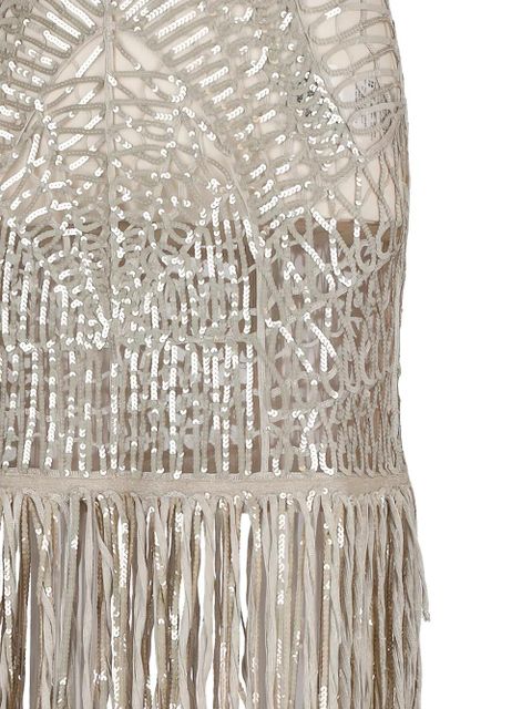 The Attico sequinned fringed dress - Silver