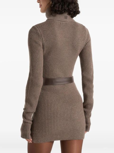 Manière De Voir Kalia turtleneck belted knitted mini dress - Brown