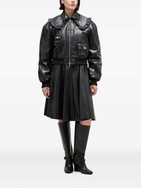 GANNI ruffled-collar jacket - Black