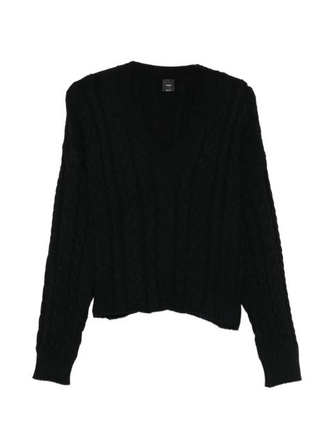 PINKO V-neck cable-knit sweater - Black - zdjęcie produktu nr 1