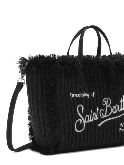 MC2 Saint Barth fringed embroidered-logo tote bag - Black