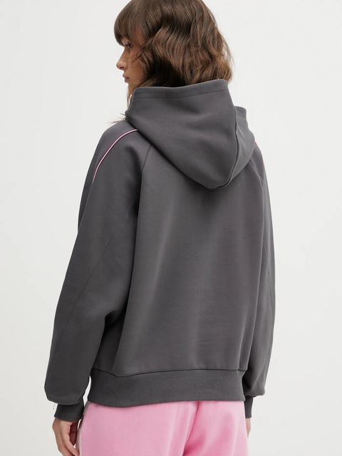adidas bluza Stadium damska kolor szary z kapturem gładka KB4959