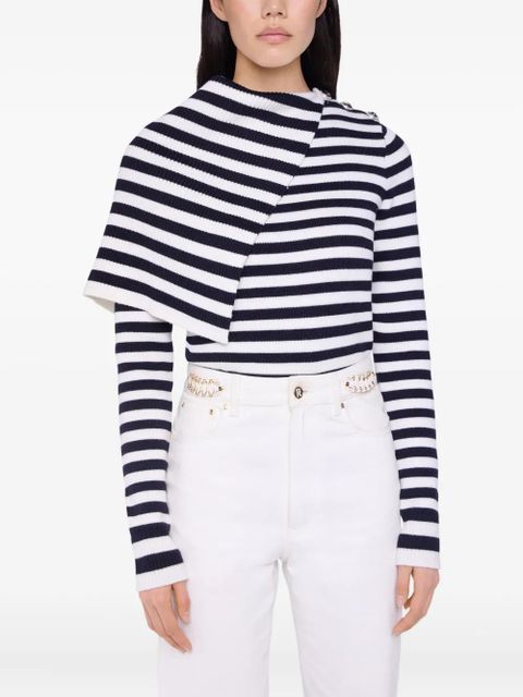 Rabanne asymmetrical striped sweater - Blue