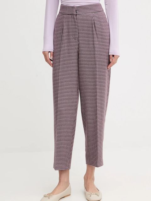 United Colors of Benetton spodnie damskie kolor bordowy proste high waist 44BWDF0AE - zdjęcie produktu nr 1