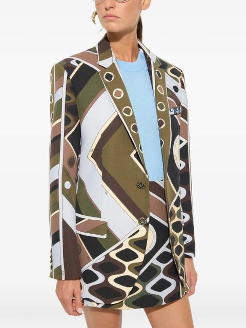 PUCCI Vivara-print oversized jacket in cool wool - Green