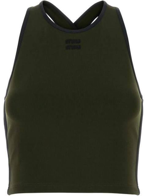 Miu Miu logo-embroidered top - Green - zdjęcie produktu nr 1