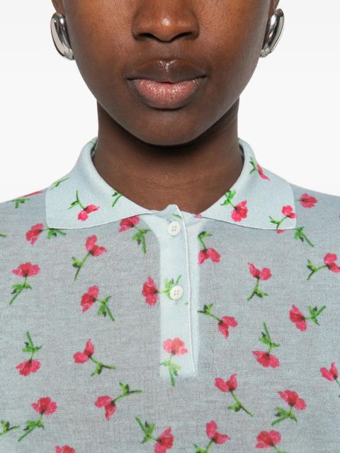 Jil Sander floral polo top - Blue