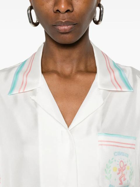 Casablanca striped-trim shirt - White