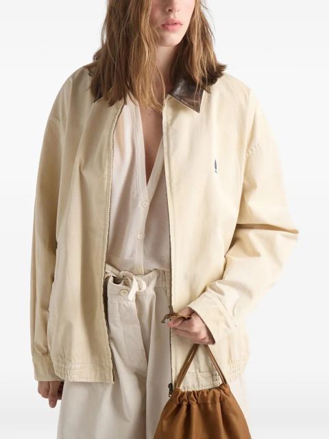 Prada embroidered garment-dyed old gabardine blouson jacket - Neutrals