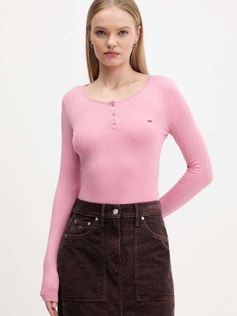 Tommy Jeans longsleeve kolor różowy DW0DW21575 - zdjęcie produktu nr 1