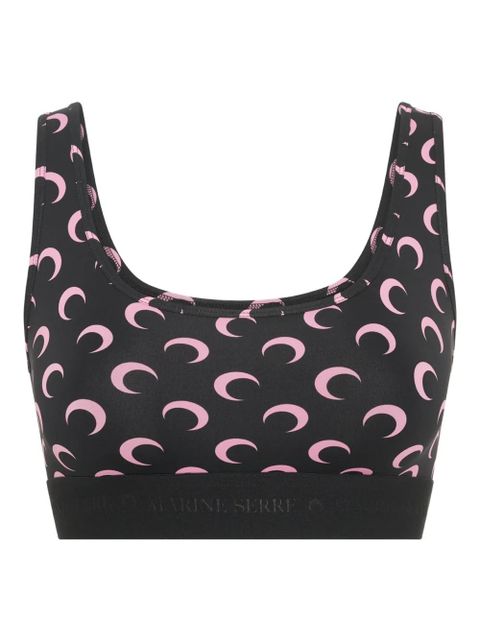 Marine Serre moon-printed jersey sports bra - Black - zdjęcie produktu nr 1