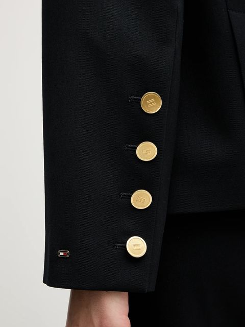 Tommy Hilfiger marynarka z dodatkiem wełny kolor granatowy jednorzędowa gładka WW0WW47912