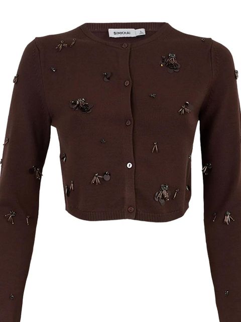 Simkhai Zadie embellished cropped cardigan - Brown - zdjęcie produktu nr 2