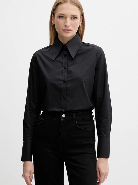 Silvian Heach koszula bawełniana MASKA damska kolor czarny regular z kołnierzykiem klasycznym GPA25512CA - zdjęcie produktu nr 1