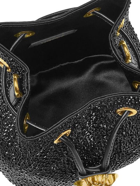 Versace La Medusa crystal-embellished mini bucket bag - Black
