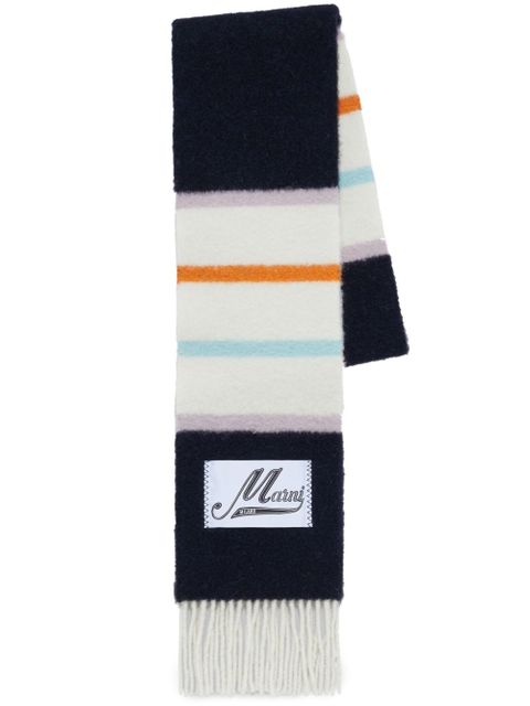 Marni logo-patch striped scarf - White - zdjęcie produktu nr 1