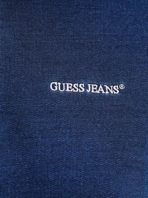 Guess Jeans bluza bawełniana damska kolor granatowy gładka W5YQ10 KCXQ1