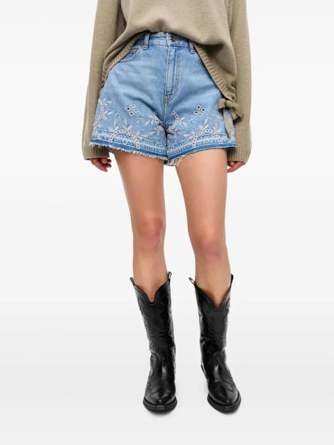 GANNI Broderie shorts - Blue