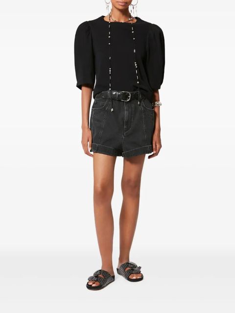 ISABEL MARANT Maeliss Tee puff-sleeve T-shirt - Black - zdjęcie produktu nr 2