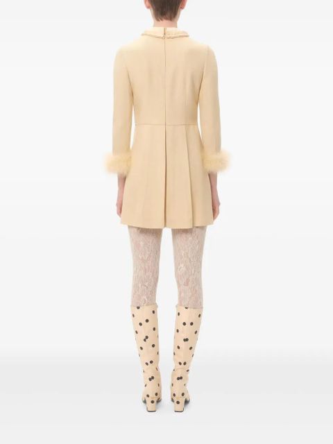 Valentino Garavani feather-trim mini dress - Neutrals