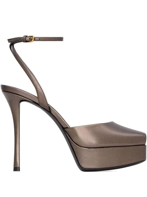 Saint Laurent platform ankle strap sandals - Brown - zdjęcie produktu nr 1
