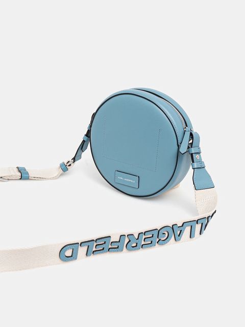 Karl Lagerfeld torebka skórzana K/CIRCLE kolor niebieski A3W30059